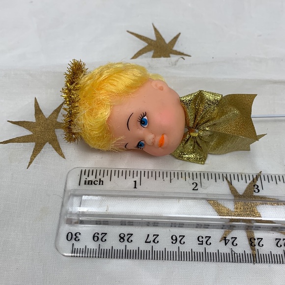 9” angel w/ halo doll head on pick vintage - Picture 16 of 16